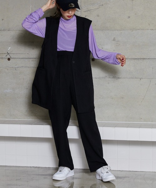 WEGO（ウィゴー）の「WEGO/【セットアップ対応商品】ノーカラージレベスト（ベスト・レディース・ブラック/グレー・FREE）」の6枚目の写真