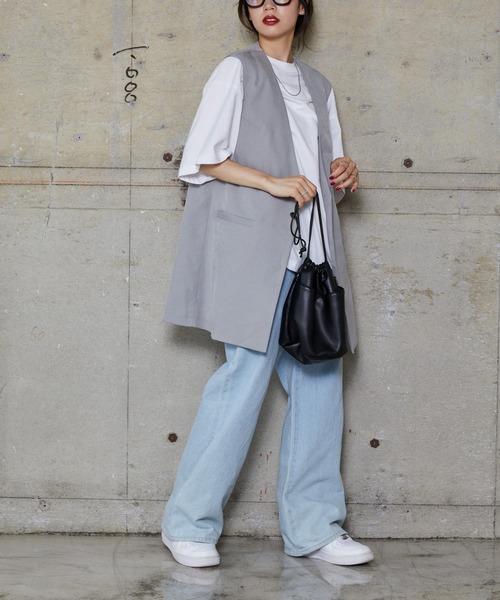 WEGO（ウィゴー）の「WEGO/【セットアップ対応商品】ノーカラージレベスト（ベスト・レディース・ブラック/グレー・FREE）」の8枚目の写真