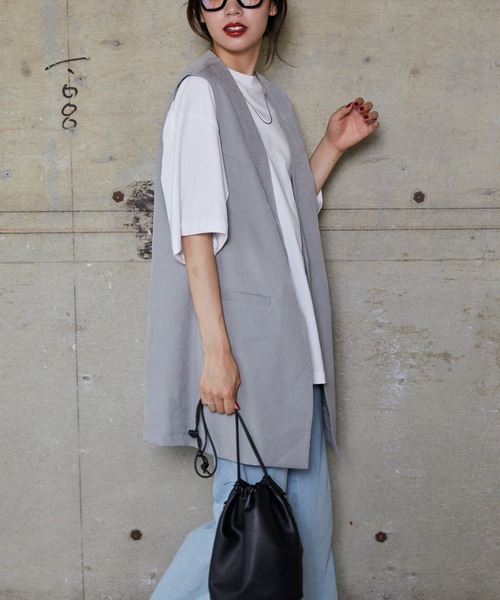 WEGO（ウィゴー）の「WEGO/【セットアップ対応商品】ノーカラージレベスト（ベスト・レディース・ブラック/グレー・FREE）」の10枚目の写真