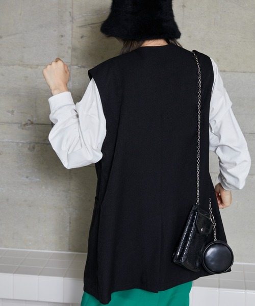 WEGO（ウィゴー）の「WEGO/【セットアップ対応商品】ノーカラージレベスト（ベスト・レディース・ブラック/グレー・FREE）」の5枚目の写真