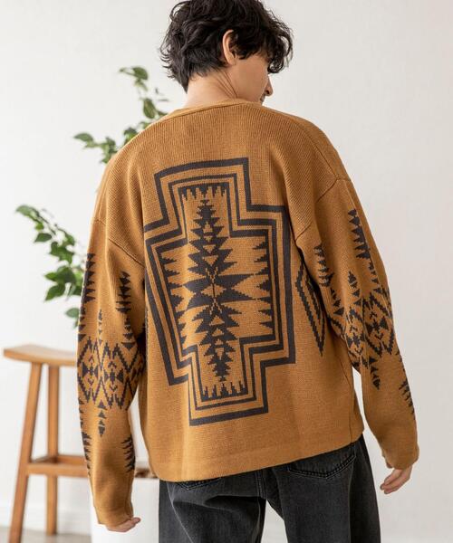 coen（コーエン）の「[洗える]トライバル柄ニットカーディガン（カーディガン/ボレロ・メンズ・ブラック/ブラウン・SMALL/MEDIUM/LARGE/X-LARGE）」の11枚目の写真