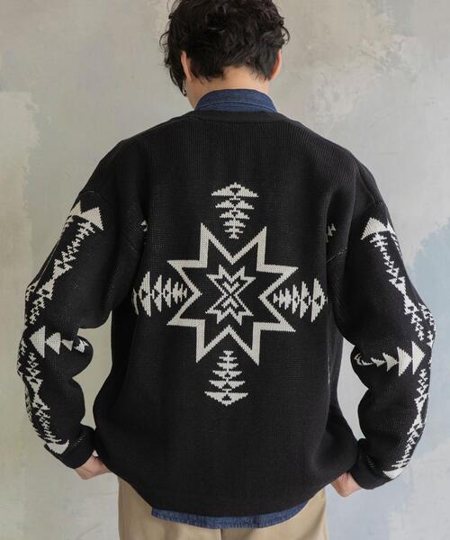 coen（コーエン）の「[洗える]トライバル柄ニットカーディガン（カーディガン/ボレロ・メンズ・ブラック/ブラウン・SMALL/MEDIUM/LARGE/X-LARGE）」の14枚目の写真