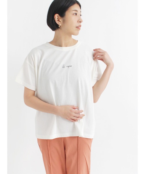 Lugnoncure（ルノンキュール）の「筆記体スモールロゴTシャツ（Tシャツ/カットソー・レディース・ブラック/ベージュ/オフホワイト・ﾌﾘ-）」の2枚目の写真