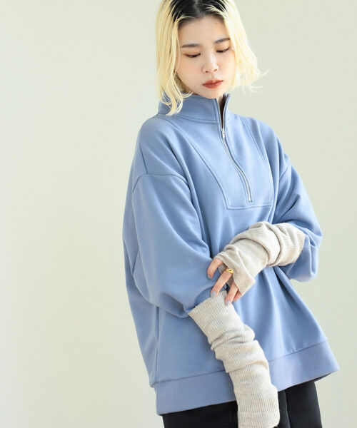 BeAMS DOT（ビームスドット）の「BeAMS DOT / 3way ハーフジッププルオーバー＆アームウォーマー（スウェット・レディース・ブルー系その他/ホワイト系その他5・FREE）」の2枚目の写真