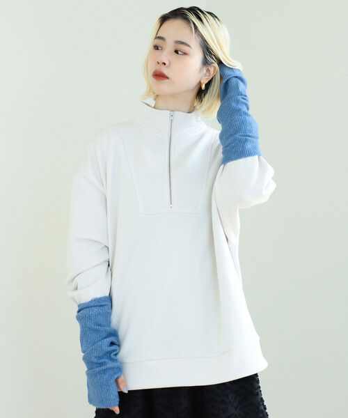 BeAMS DOT（ビームスドット）の「BeAMS DOT / 3way ハーフジッププルオーバー＆アームウォーマー（スウェット・レディース・ブルー系その他/ホワイト系その他5・FREE）」の12枚目の写真