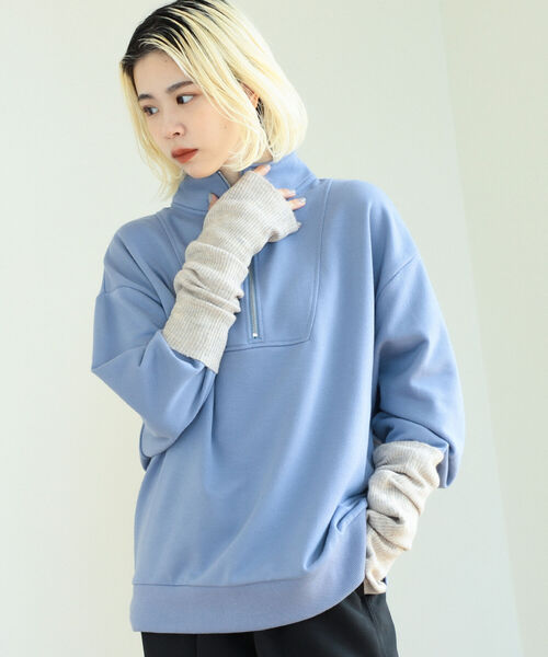 BeAMS DOT（ビームスドット）の「BeAMS DOT / 3way ハーフジッププルオーバー＆アームウォーマー（スウェット・レディース・ブルー系その他/ホワイト系その他5・FREE）」の13枚目の写真