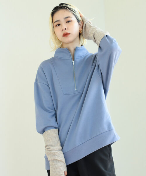 BeAMS DOT（ビームスドット）の「BeAMS DOT / 3way ハーフジッププルオーバー＆アームウォーマー（スウェット・レディース・ブルー系その他/ホワイト系その他5・FREE）」の14枚目の写真