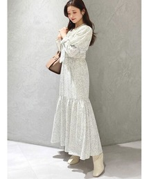 MERCURYDUO | 2WAYリボンプリントシャーリングワンピース(ワンピース)