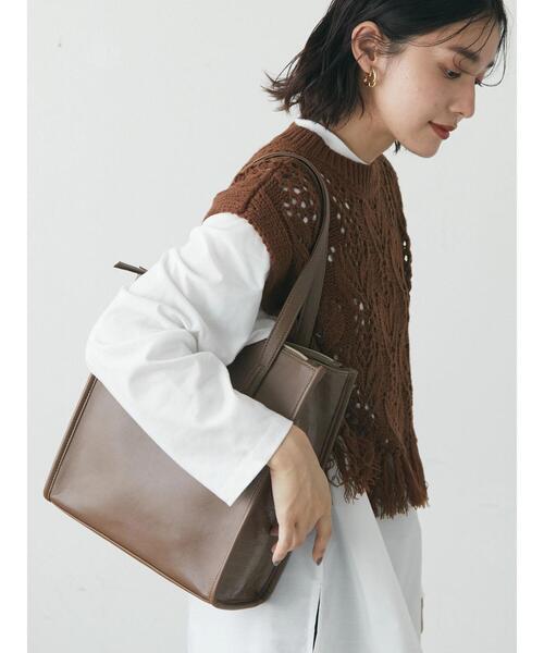 Green Parks(グリーンパークス)の「・Cu-shut スクエア2way3口トート(トートバッグ・レディース・ブラウン/パイソン/ブラック・FREE)」の11枚目の写真