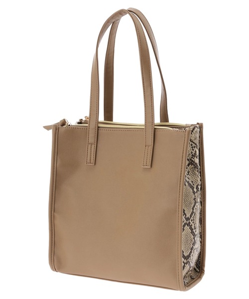 Green Parks(グリーンパークス)の「・Cu-shut スクエア2way3口トート(トートバッグ・レディース・ブラウン/パイソン/ブラック・FREE)」の1枚目の写真