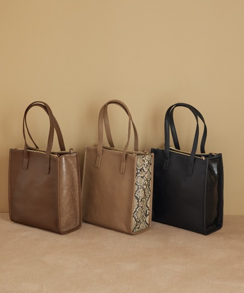 Green Parks(グリーンパークス)の「・Cu-shut スクエア2way3口トート(トートバッグ・レディース・ブラウン/パイソン/ブラック・FREE)」の20枚目の写真