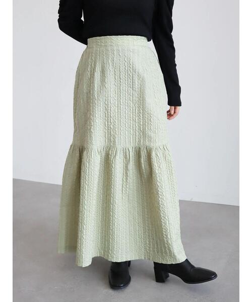 Green　Parks（グリーンパークス）の「・novem 9 フクレジャカードスカート（スカート・レディース・ブラック/ベージュ/ライトカーキ・FREE）」の22枚目の写真