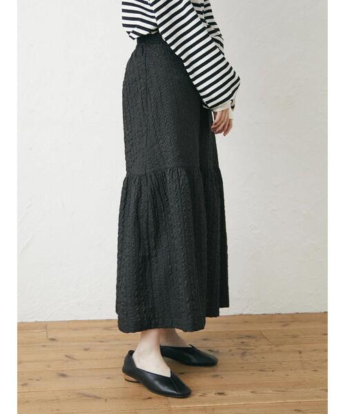 Green　Parks（グリーンパークス）の「・novem 9 フクレジャカードスカート（スカート・レディース・ブラック/ベージュ/ライトカーキ・FREE）」の18枚目の写真