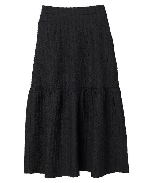 Green　Parks（グリーンパークス）の「・novem 9 フクレジャカードスカート（スカート・レディース・ブラック/ベージュ/ライトカーキ・FREE）」の8枚目の写真