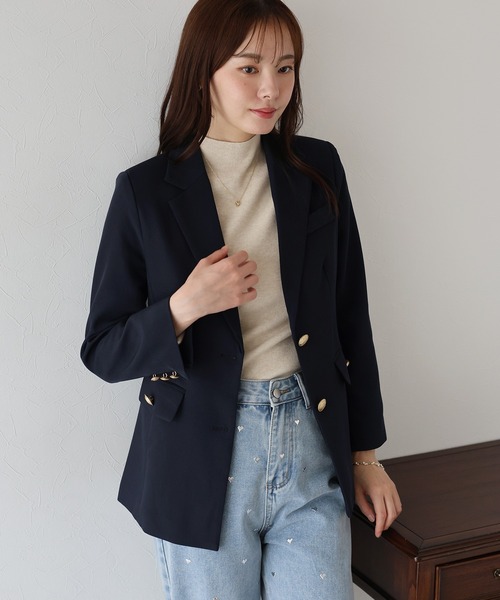 セール】《シングル/ダブル選べる2TYPE》金ボタンテーラードジャケット