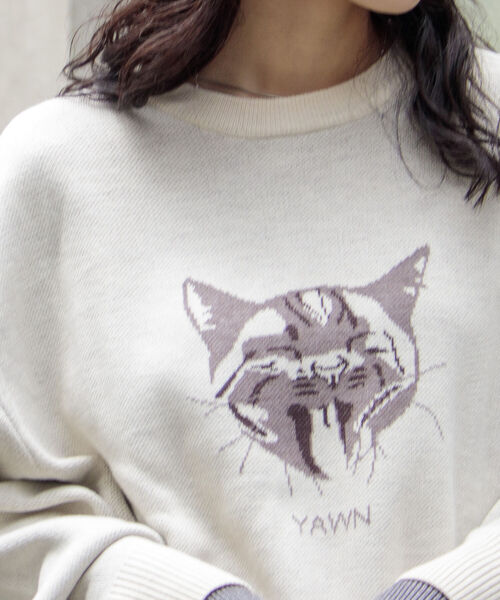 GLOSTER（グロスター）の「【GLOSTER/グロスター】DOG&CAT 犬猫 ジャガードニットプルオーバー（ニット/セーター・メンズ・グレー/アイボリー/ブラック・S/M/L）」の5枚目の写真