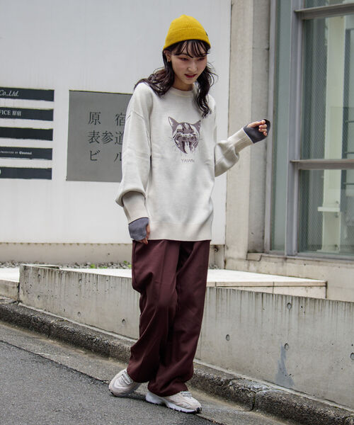 GLOSTER（グロスター）の「【GLOSTER/グロスター】DOG&CAT 犬猫 ジャガードニットプルオーバー（ニット/セーター・メンズ・グレー/アイボリー/ブラック・S/M/L）」の8枚目の写真