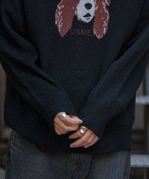 GLOSTER（グロスター）の「【GLOSTER/グロスター】DOG&CAT 犬猫 ジャガードニットプルオーバー（ニット/セーター・メンズ・グレー/アイボリー/ブラック・S/M/L）」の13枚目の写真