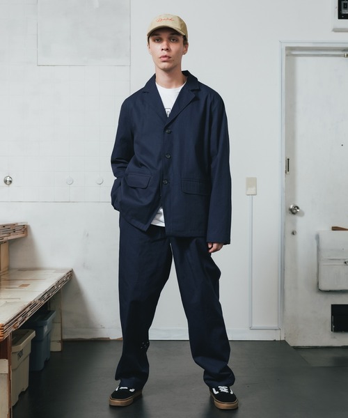 POP TRADING COMPANY(ポップトレーディングカンパニー)の「POP TRADING COMPANY/ポップトレーディングカンパニー HEWITT SUIT PANT テーパードパンツ 刺繍 ブランドロゴ(チノパンツ・メンズ・ネイビー・L/XL/M)」の6枚目の写真