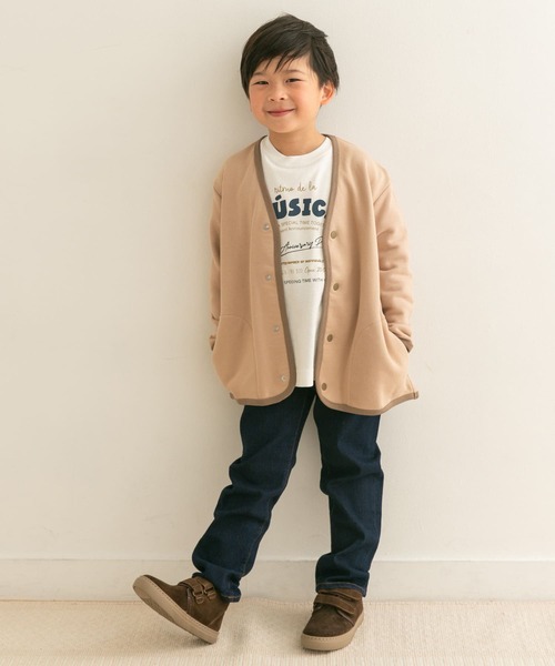 URBAN RESEARCH DOORS（アーバンリサーチドアーズ）の「裏毛Vネックカーディガン(KIDS)（カーディガン/ボレロ・キッズ・チャコールグレー/ベージュ・135/150/105/120）」の7枚目の写真