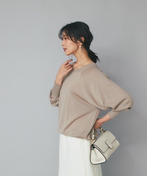 RIVE DROITE(リヴドロワ)の「抜け感のあるラウンドボートネック/カシミヤ混バックコクーンラグランニット(ニット/セーター・レディース・チャコールグレー/グレー系その他/パープル/グリーン系その他・FREE)」の15枚目の写真