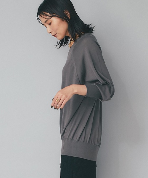RIVE DROITE(リヴドロワ)の「抜け感のあるラウンドボートネック/カシミヤ混バックコクーンラグランニット(ニット/セーター・レディース・チャコールグレー/グレー系その他/パープル/グリーン系その他・FREE)」の13枚目の写真