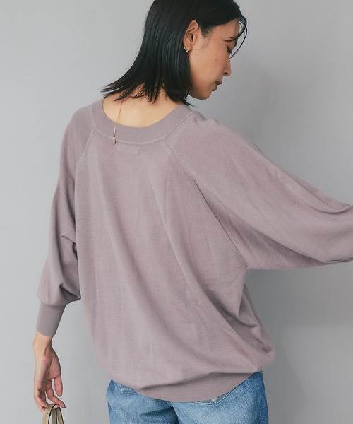 RIVE DROITE(リヴドロワ)の「抜け感のあるラウンドボートネック/カシミヤ混バックコクーンラグランニット(ニット/セーター・レディース・チャコールグレー/グレー系その他/パープル/グリーン系その他・FREE)」の20枚目の写真