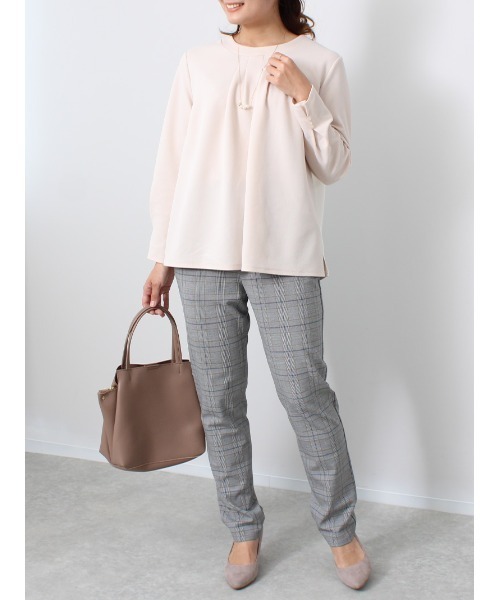fleur by mint breeze（フルールバイミントブリーズ）の「【M～5L 大きいサイズ】ニットカルゼ 異素材 切替トップス（Tシャツ/カットソー・レディース・ネイビー/クリーム/キャメル・M/5L/LL/3L/L/4L）」の11枚目の写真