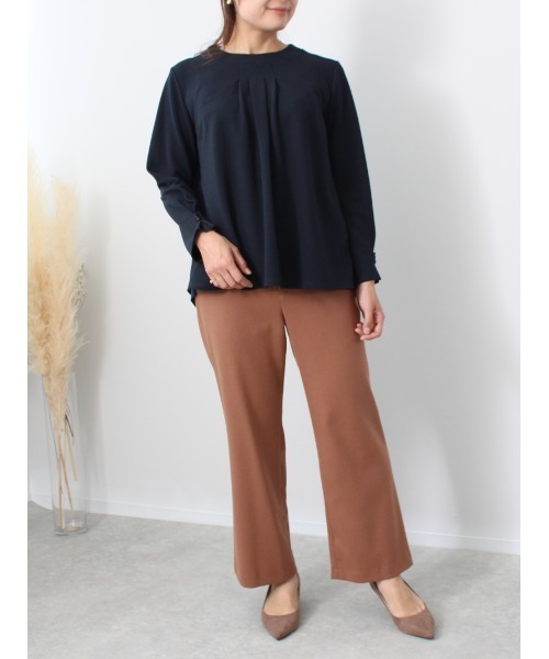 fleur by mint breeze（フルールバイミントブリーズ）の「【M～5L 大きいサイズ】ニットカルゼ 異素材 切替トップス（Tシャツ/カットソー・レディース・ネイビー/クリーム/キャメル・M/5L/LL/3L/L/4L）」の13枚目の写真
