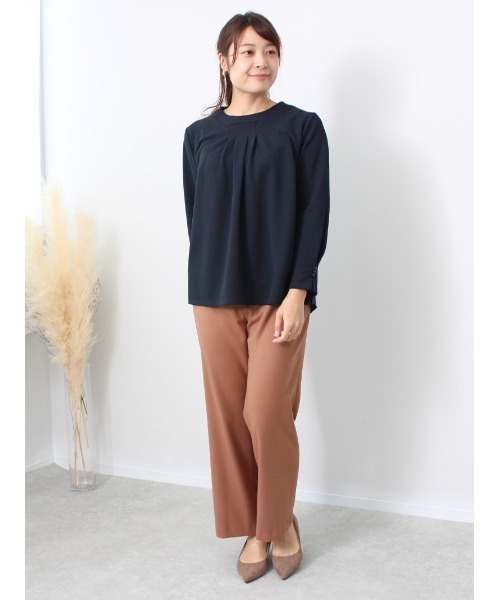 fleur by mint breeze（フルールバイミントブリーズ）の「【M～5L 大きいサイズ】ニットカルゼ 異素材 切替トップス（Tシャツ/カットソー・レディース・ネイビー/クリーム/キャメル・M/5L/LL/3L/L/4L）」の19枚目の写真
