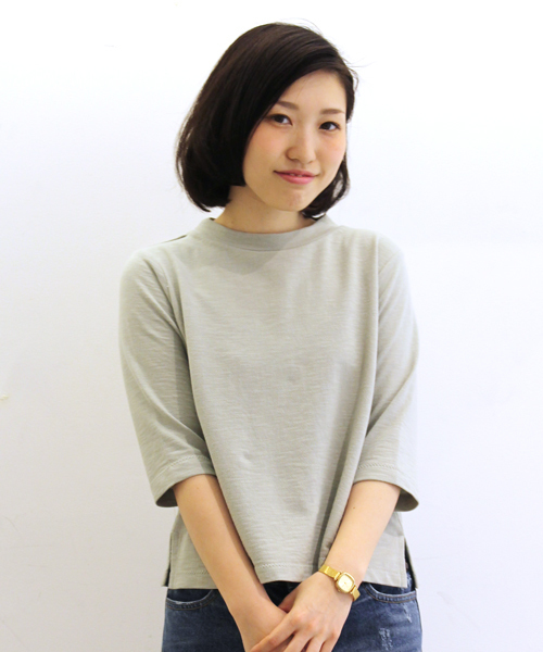 WHO'S WHO gallery（フーズフーギャラリー）の「【SMOOZZYS】スラブ5分袖TEE（Tシャツ/カットソー・レディース・ホワイト/グリーン/グレー/ブラック・FREE）」の4枚目の写真