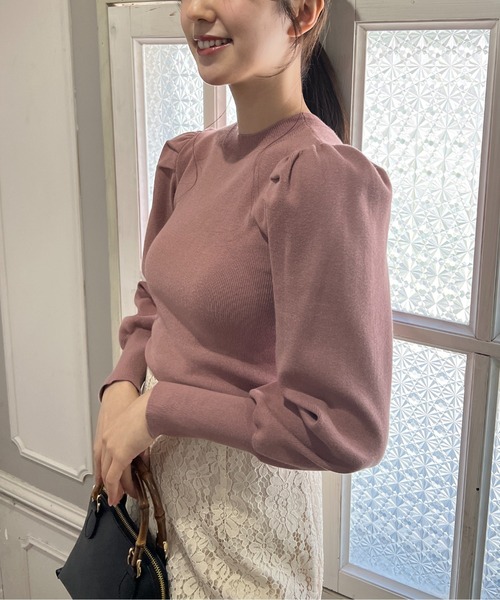 FREE'S MART（フリーズマート）の「【前後2Way】パフスリーブハイネックニット（ニット/セーター・レディース・ピンク/ブラウン/ホワイト・FREE）」の18枚目の写真