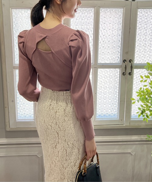 FREE'S MART（フリーズマート）の「【前後2Way】パフスリーブハイネックニット（ニット/セーター・レディース・ピンク/ブラウン/ホワイト・FREE）」の8枚目の写真