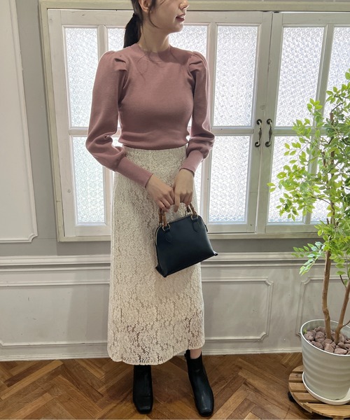 FREE'S MART（フリーズマート）の「【前後2Way】パフスリーブハイネックニット（ニット/セーター・レディース・ピンク/ブラウン/ホワイト・FREE）」の4枚目の写真