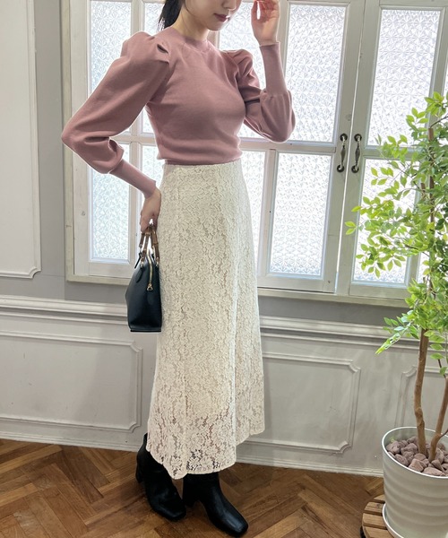 FREE'S MART（フリーズマート）の「【前後2Way】パフスリーブハイネックニット（ニット/セーター・レディース・ピンク/ブラウン/ホワイト・FREE）」の15枚目の写真