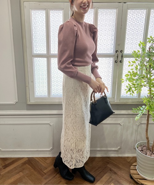 FREE'S MART（フリーズマート）の「【前後2Way】パフスリーブハイネックニット（ニット/セーター・レディース・ピンク/ブラウン/ホワイト・FREE）」の12枚目の写真