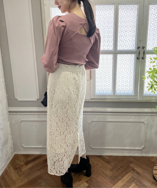 FREE'S MART（フリーズマート）の「【前後2Way】パフスリーブハイネックニット（ニット/セーター・レディース・ピンク/ブラウン/ホワイト・FREE）」の22枚目の写真