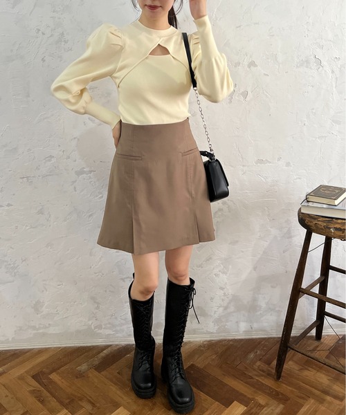 FREE'S MART（フリーズマート）の「【前後2Way】パフスリーブハイネックニット（ニット/セーター・レディース・ピンク/ブラウン/ホワイト・FREE）」の5枚目の写真