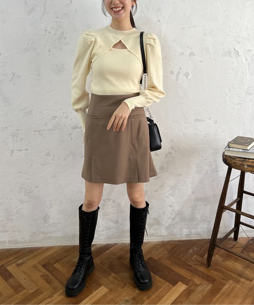 FREE'S MART（フリーズマート）の「【前後2Way】パフスリーブハイネックニット（ニット/セーター・レディース・ピンク/ブラウン/ホワイト・FREE）」の9枚目の写真