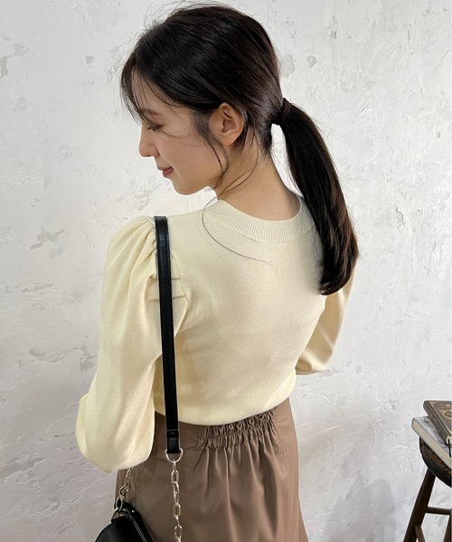 FREE'S MART（フリーズマート）の「【前後2Way】パフスリーブハイネックニット（ニット/セーター・レディース・ピンク/ブラウン/ホワイト・FREE）」の19枚目の写真