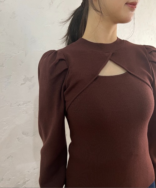 FREE'S MART（フリーズマート）の「【前後2Way】パフスリーブハイネックニット（ニット/セーター・レディース・ピンク/ブラウン/ホワイト・FREE）」の21枚目の写真