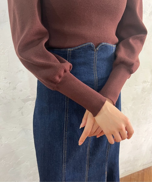 FREE'S MART（フリーズマート）の「【前後2Way】パフスリーブハイネックニット（ニット/セーター・レディース・ピンク/ブラウン/ホワイト・FREE）」の11枚目の写真