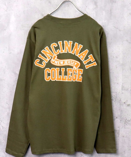 SHISKY（シスキー）の「プリント長袖Tシャツ（Tシャツ/カットソー・メンズ・ブラック系1/ホワイト系1/ブルー/グレー系1/オフホワイト/グレー系/ダークグリーン系/ベージュ/ブラック/ネイビー/ブラウン/ブラック系/ベージュ系/杢グレー/カーキ/ブラック系2/ミント/ホワイト系/ダークグリーン/チャコール・M/L/XL）」の16枚目の写真