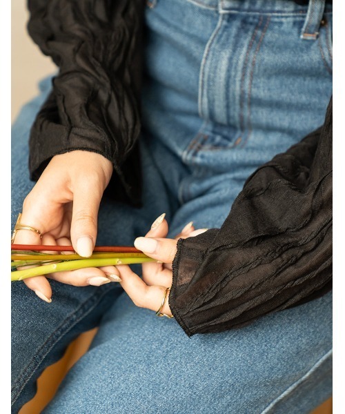 chocomee（チョコミー）の「washer sheer blouse/ワッシャーシアーブラウス（シャツ/ブラウス・レディース・ブラック/ベージュ・FREE）」の12枚目の写真