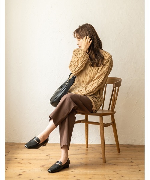 chocomee（チョコミー）の「washer sheer blouse/ワッシャーシアーブラウス（シャツ/ブラウス・レディース・ブラック/ベージュ・FREE）」の3枚目の写真