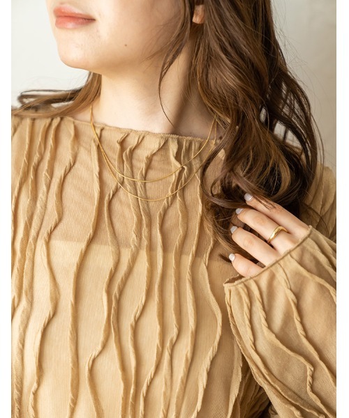 chocomee（チョコミー）の「washer sheer blouse/ワッシャーシアーブラウス（シャツ/ブラウス・レディース・ブラック/ベージュ・FREE）」の8枚目の写真