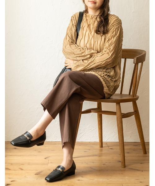 chocomee（チョコミー）の「washer sheer blouse/ワッシャーシアーブラウス（シャツ/ブラウス・レディース・ブラック/ベージュ・FREE）」の5枚目の写真