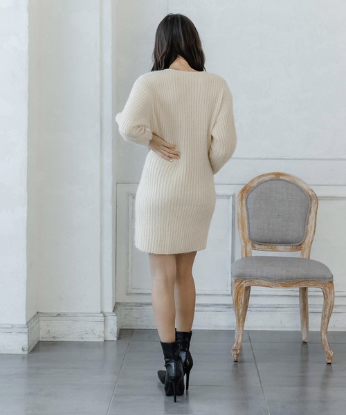 ショート丈・シャギータッチタイトニットワンピース/22616（ワンピース