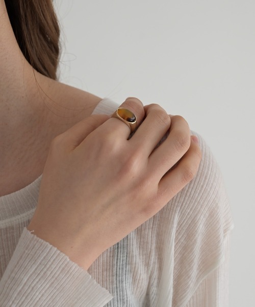 CANAL JEAN（キャナルジーン）の「Pt stoneリング（リング・レディース・アイボリー/グリーン/ブラウン・ONE SIZE）」の3枚目の写真