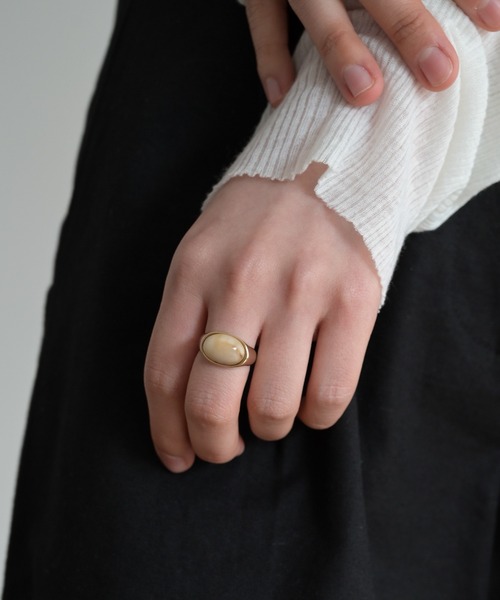 CANAL JEAN（キャナルジーン）の「Pt stoneリング（リング・レディース・アイボリー/グリーン/ブラウン・ONE SIZE）」の2枚目の写真